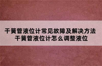 干簧管液位计常见故障及解决方法 干簧管液位计怎么调整液位